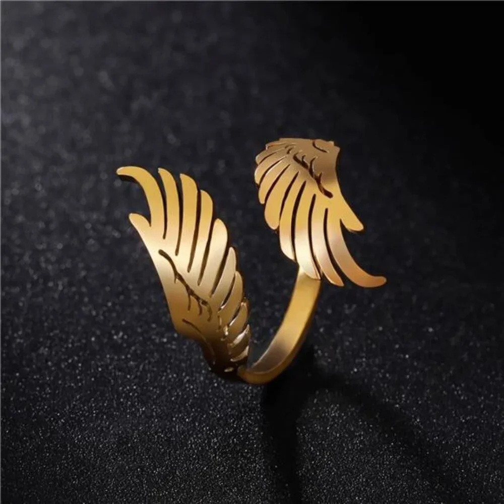 Dreamtimes Open Ring with Flying Angel Wings for Women and Men Adjustable